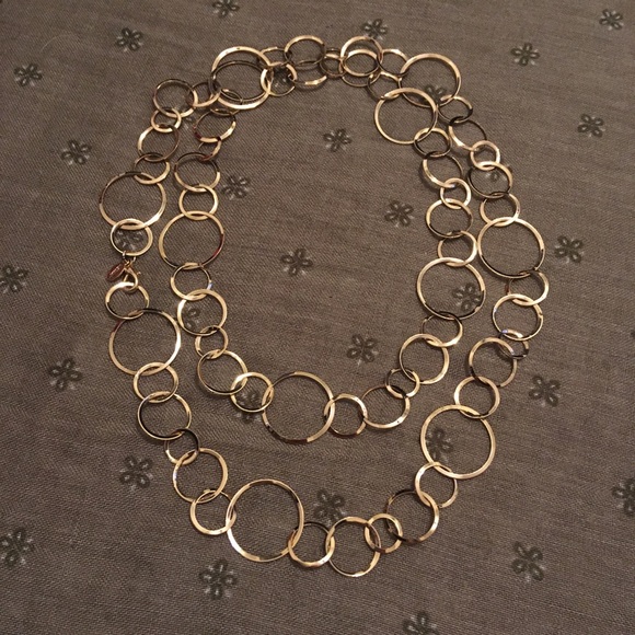 unknown Jewelry - Vintage Long Gold Tone Circle Chain Sweater Necklace or Belt (?)